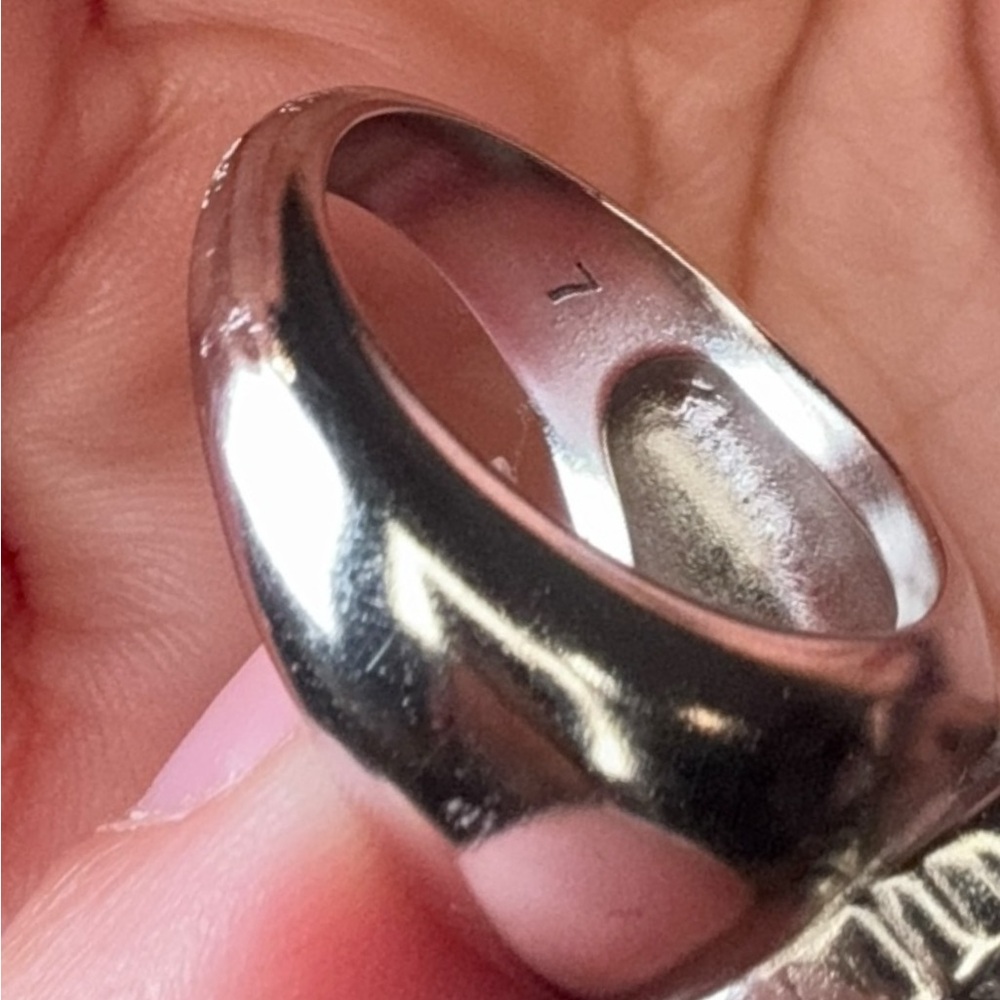 Saint Laurent Silver Ring Teardrop Blue Stone Size 7 - Picture 4 of 9